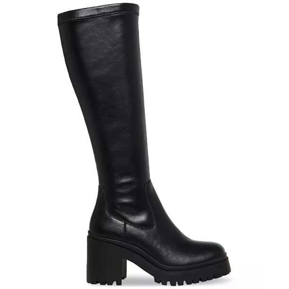 NWT Aqua College Ria Black Waterproof Leather Knee‎ High Platform Boots 9.5M